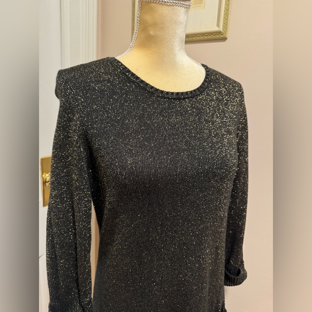 Daisy Fuentes Cute Sexy Knit Dress, Size Large, Black w/gold lurex